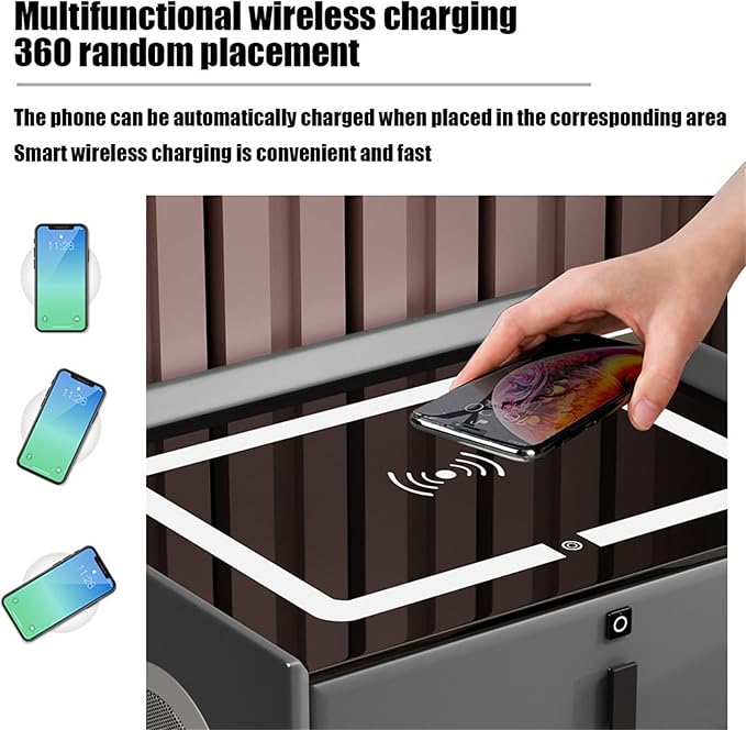 Smart Bedroom Nightstand with Fingerprint Lock and Adjustable LED Lights