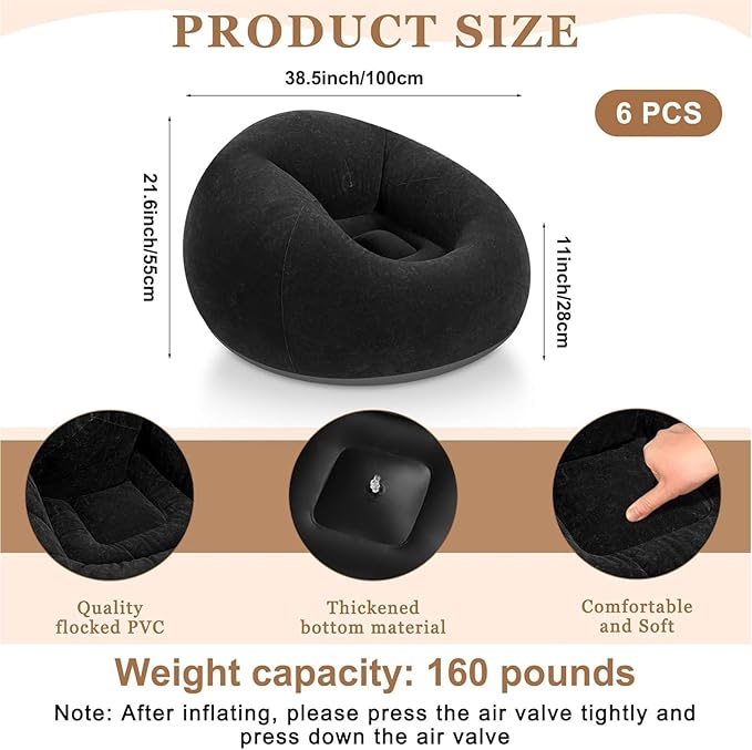 Realspring 6 9 12 Pcs Inflatable Bean Bag Chairs
