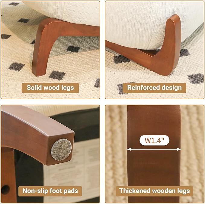 KEIKI Accent Chair with Solid Wood Legs, Velvet Single Seat Sofa