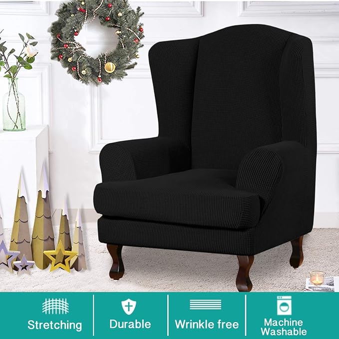 Turquoize Wingback Chair Covers 2 Piece Wing Chair Slipcover Stretch Slipcovers