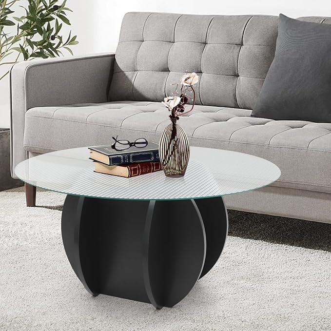 Round Glass Coffee Table for Living Room