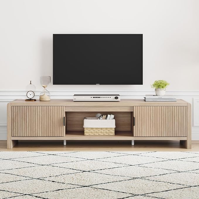 FATORRI TV Stand for TVs up to 75/65/55 Inch, Wood Entertainment Center