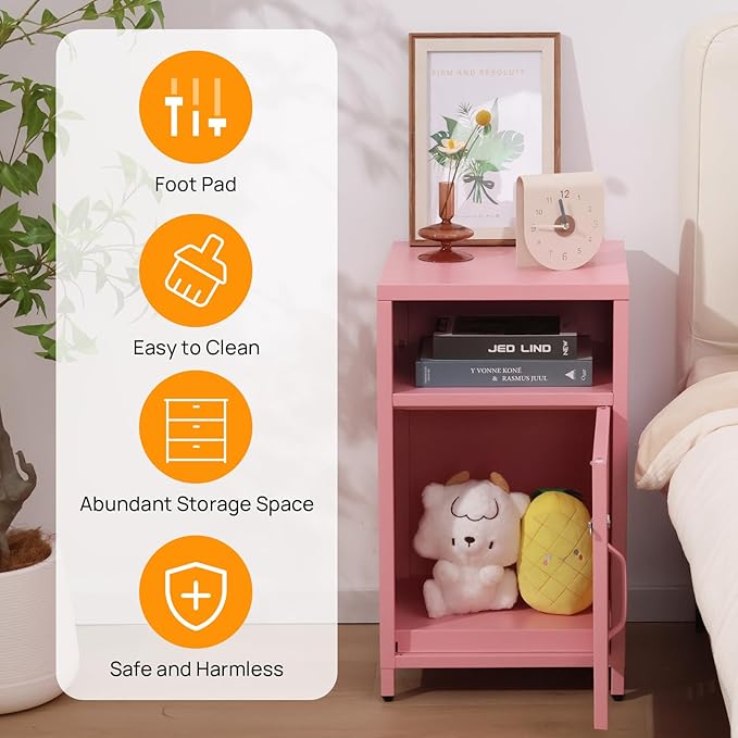 ALBAD Compact Metal Nightstand