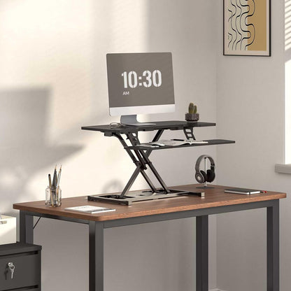 FLEXISPOT 36-inch Standing Desk Converter Height Adjustable Sit to Stand Up Workstation, Dual Monitor and Laptop Riser with Wide Keyboard Tray, Black