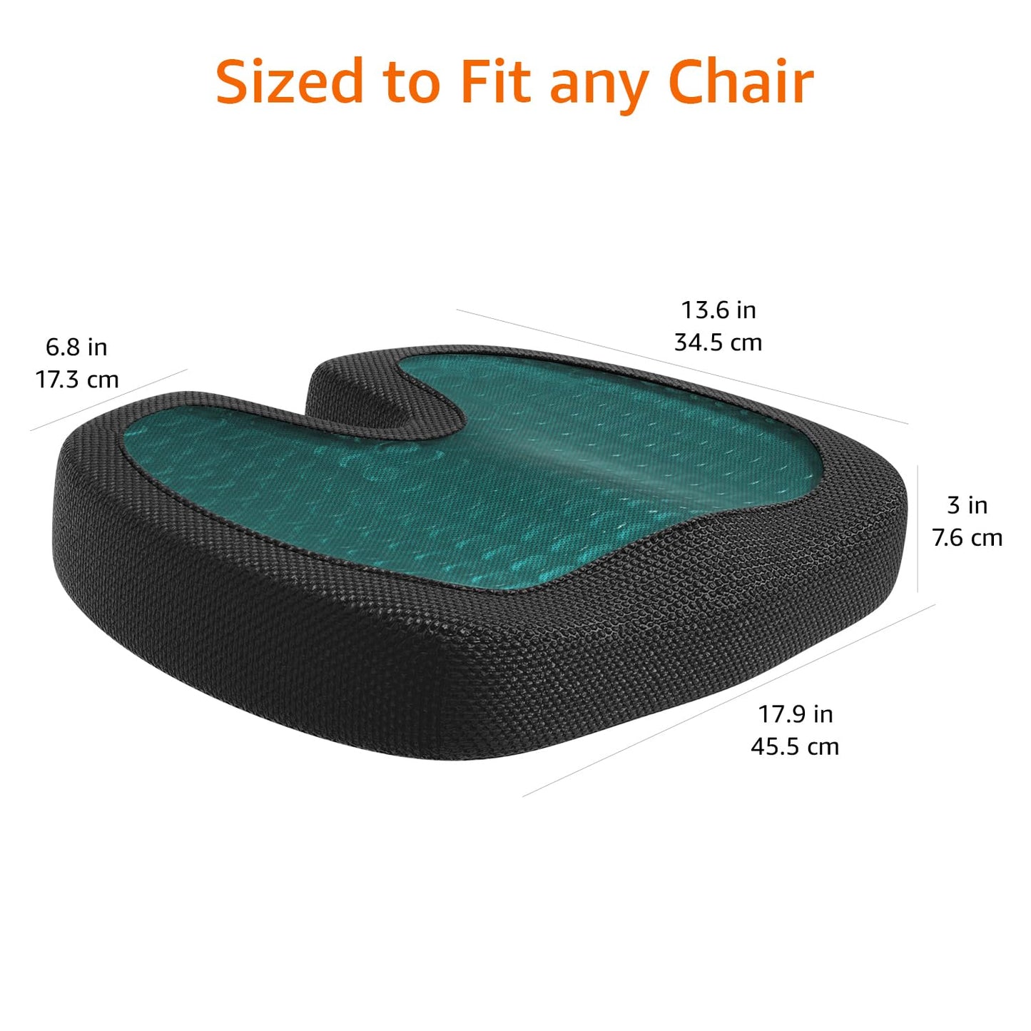 Amazon Basics Comfortable Seat Cushion for Office Chairs, Gel Enhanced Memory Foam, Black