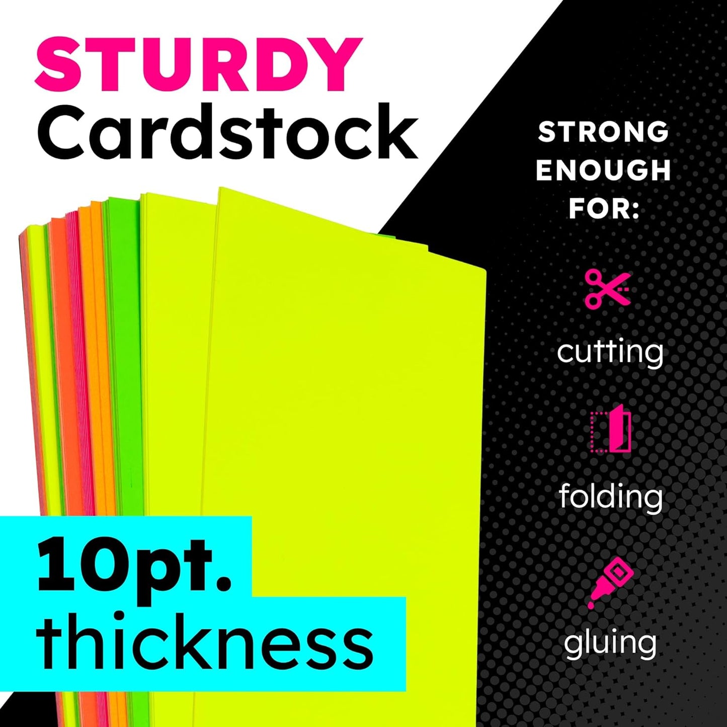 Hygloss Small Poster Board 4x11 - 50 Assorted Neon Color Poster Boards Bulk Pack - 10 Pt. Thickness Colored Poster Board Paper for Projects, Flash Cards, Signs - Posterboard Multipack 4" x 11"