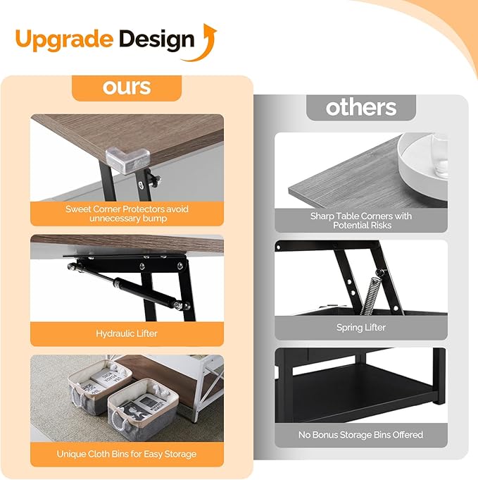 VINGLI 36" Lift Top Coffee Table