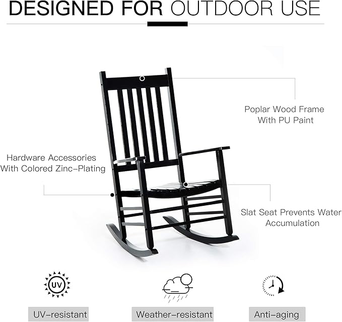 Outsunny Outdoor Rocking Chair, Patio Wooden Rocking Chair