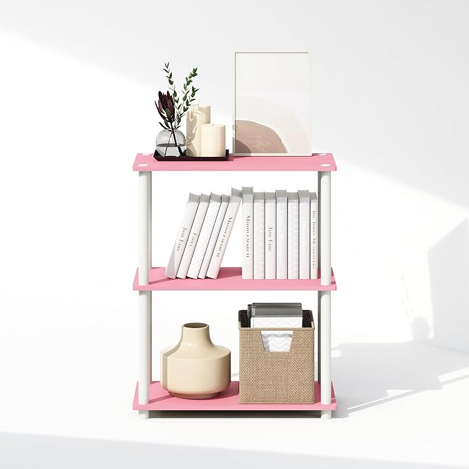 Furinno Turn-N-Tube Book Shelf, 3-Tier Bookshelf, Bookcase