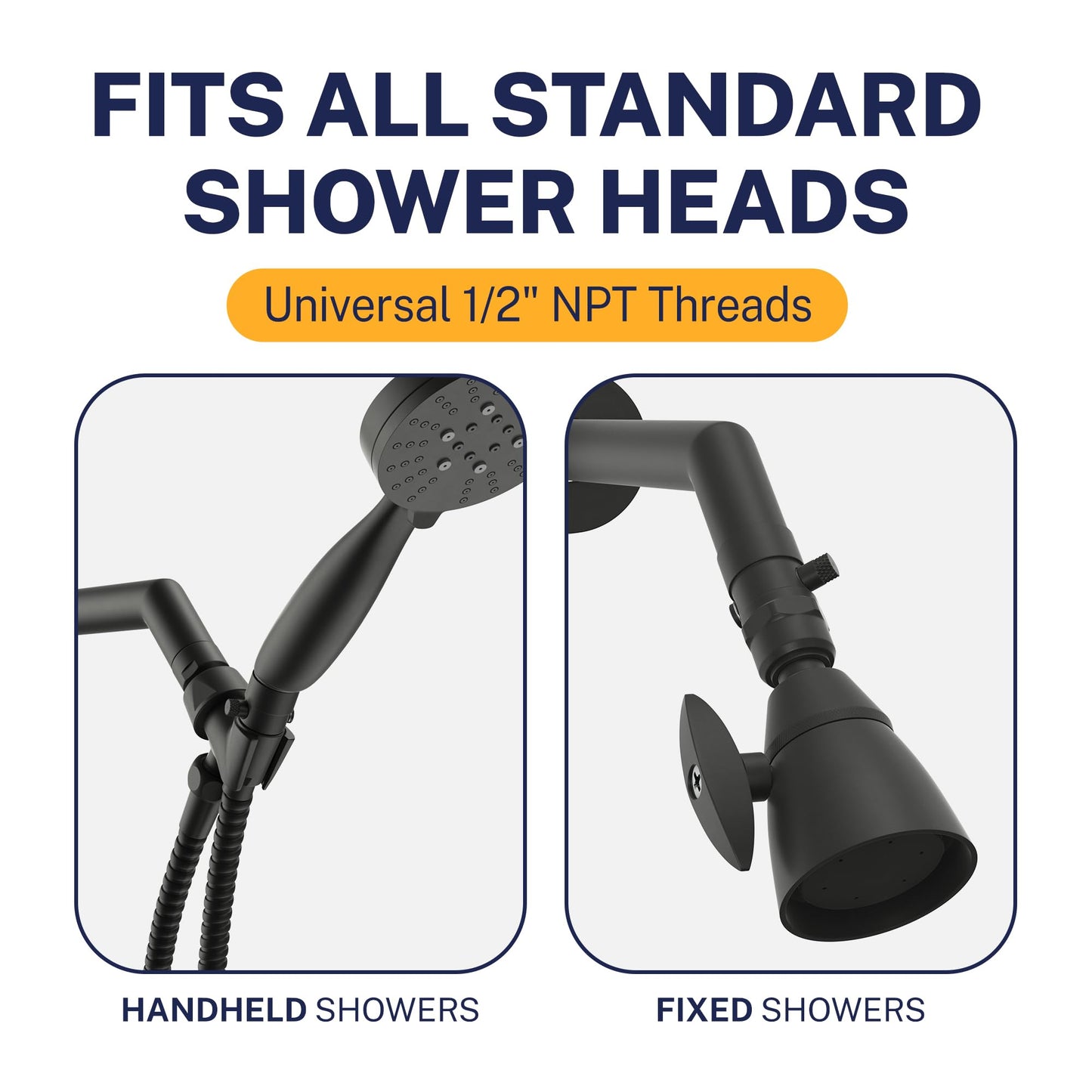 HammerHead Showers Solid Metal Shower Head Shutoff Valve, Brass Valve Reduces Flow to a Trickle, Universal Shower Shutoff, Plumbing Code Compliant, Matte Black