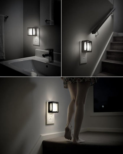 LED Night Light, Night Lights Plug Into Wall [2 Pack] with Dusk-to-Dawn Sensor, Dimmable Nightlights, Adjustable Brightness for Bathroom, Hallway,Toilet
