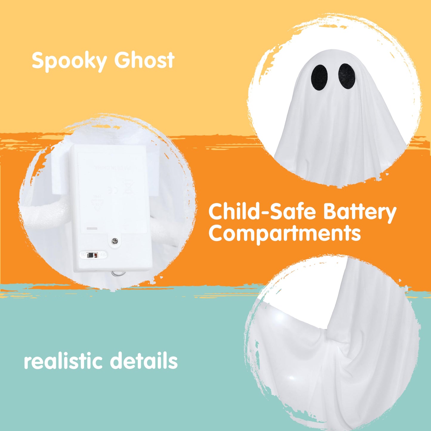 JOYIN Halloween Hanging Light up Ghost, 47" White Ghosts with Cold White LED Light and Timer Halloween Hanging Decoration Waterproof for Front Yard Patio LawnGarden Party Decor Indoor Outdoor