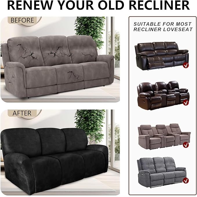 ANARACHON Recliner Couch Cover Leather Look Recliner Sofa Covers