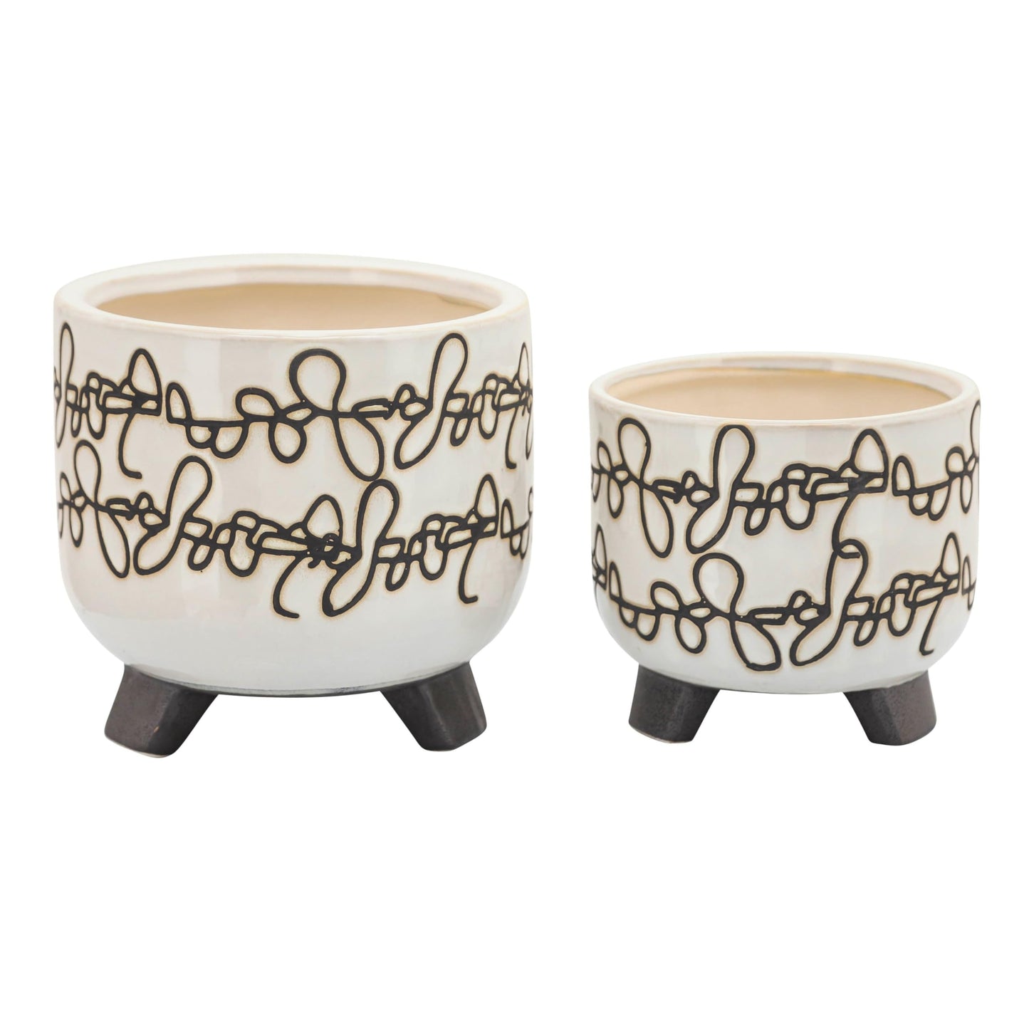 Ceramic Planter Pots Planters Outdoor Decor – Versatile Planter Use for Greenery and Styling, Living Room, Entry, or Patio Placement, Modern Sculptural Design Home Decor Accent – 2" 8" 6", Ivory Tan