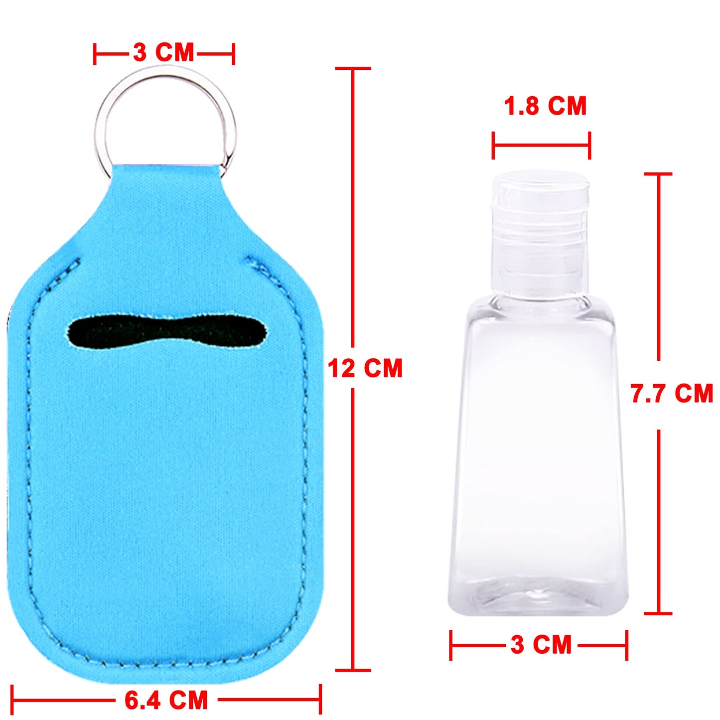 Duufin 60 Pieces Hand Sanitizer Keychain Holders Empty Travel Bottles Set Including 30 Pieces Reusable Clear Bottles and 30 Pieces Hand Sanitizer Holder for Backpack and Purse