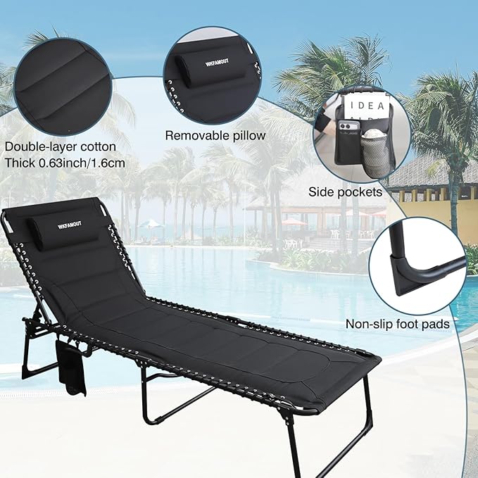 Oversized Padded Outdoor Folding Lounge Chair