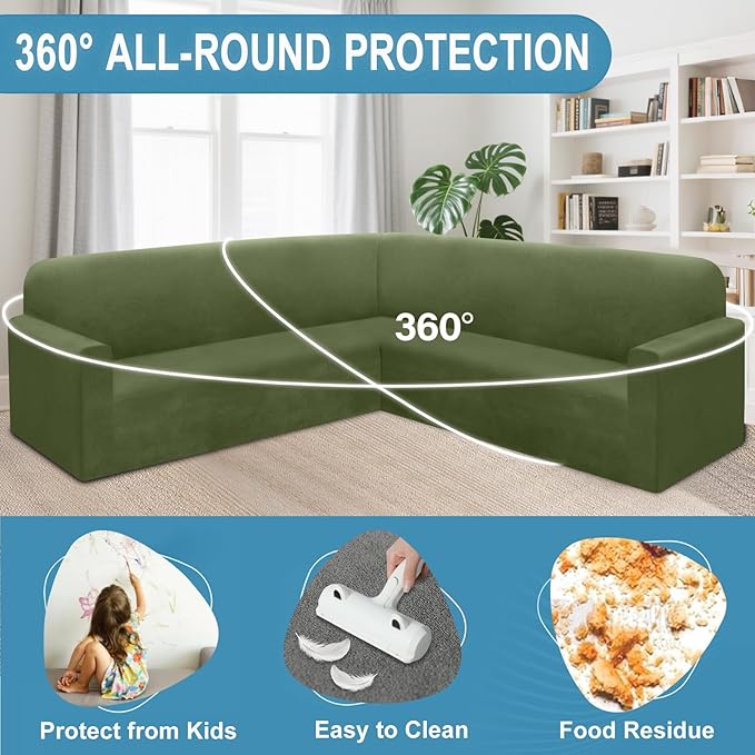 HDCAXKJ Corner Sectional Couch Covers Velvet Stretch L Shape Sofa Cover Soft