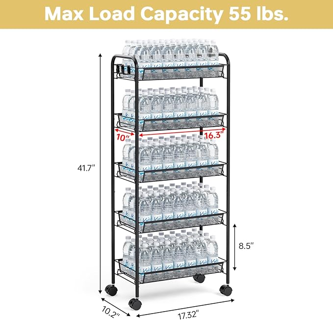 TOOLF 5-Tier Metal Utility Cart