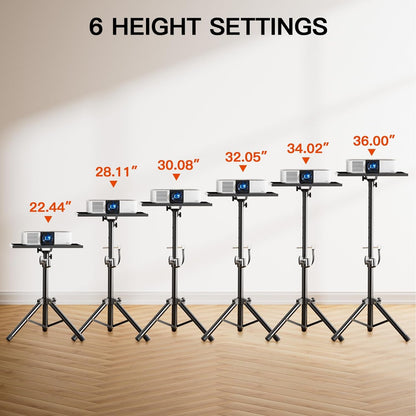AMADA Projector Stand, Laptop Stand with Adjustable Height 22 to 36 inch, Heavy Duty Projector Mount as DJ Racks, Portable Projector Tripod Stand, Tall Floor Stand for Office, Home, Stage or Studio
