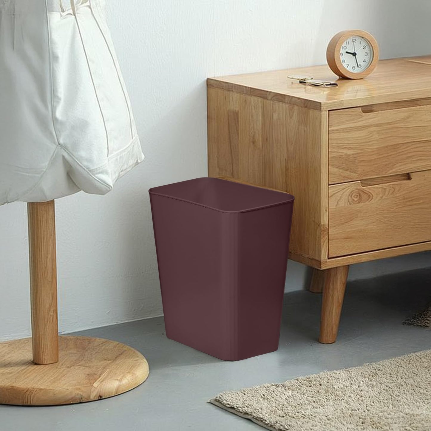 TEIUKAX Plastic Trash Can Waste Basket Bin - 3.5 Gallon - for Office, Home, Bathroom, Kitchen, Dormitory - Brown