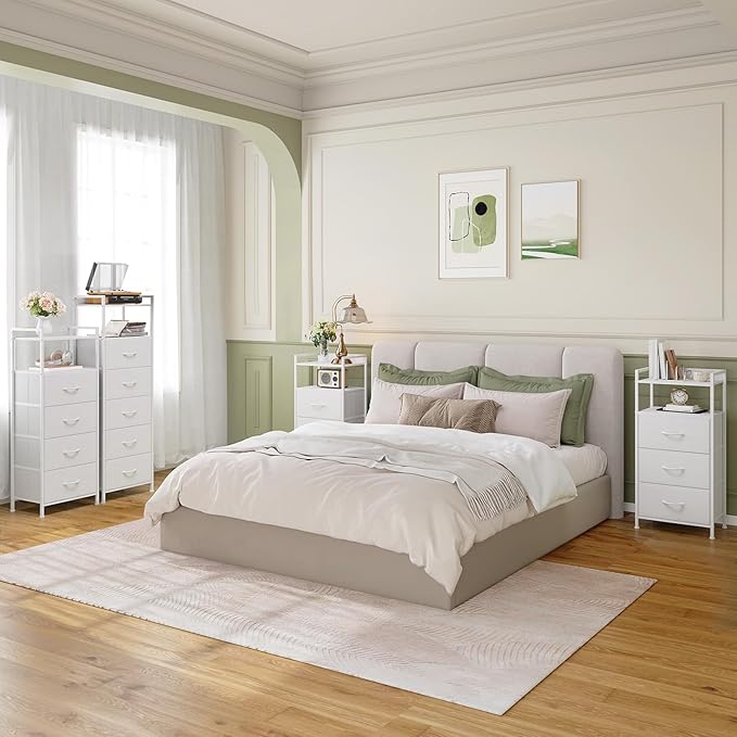 Somdot Tall Dresser for Bedroom, 5 Drawers Nightstand Vertical Storage Tower