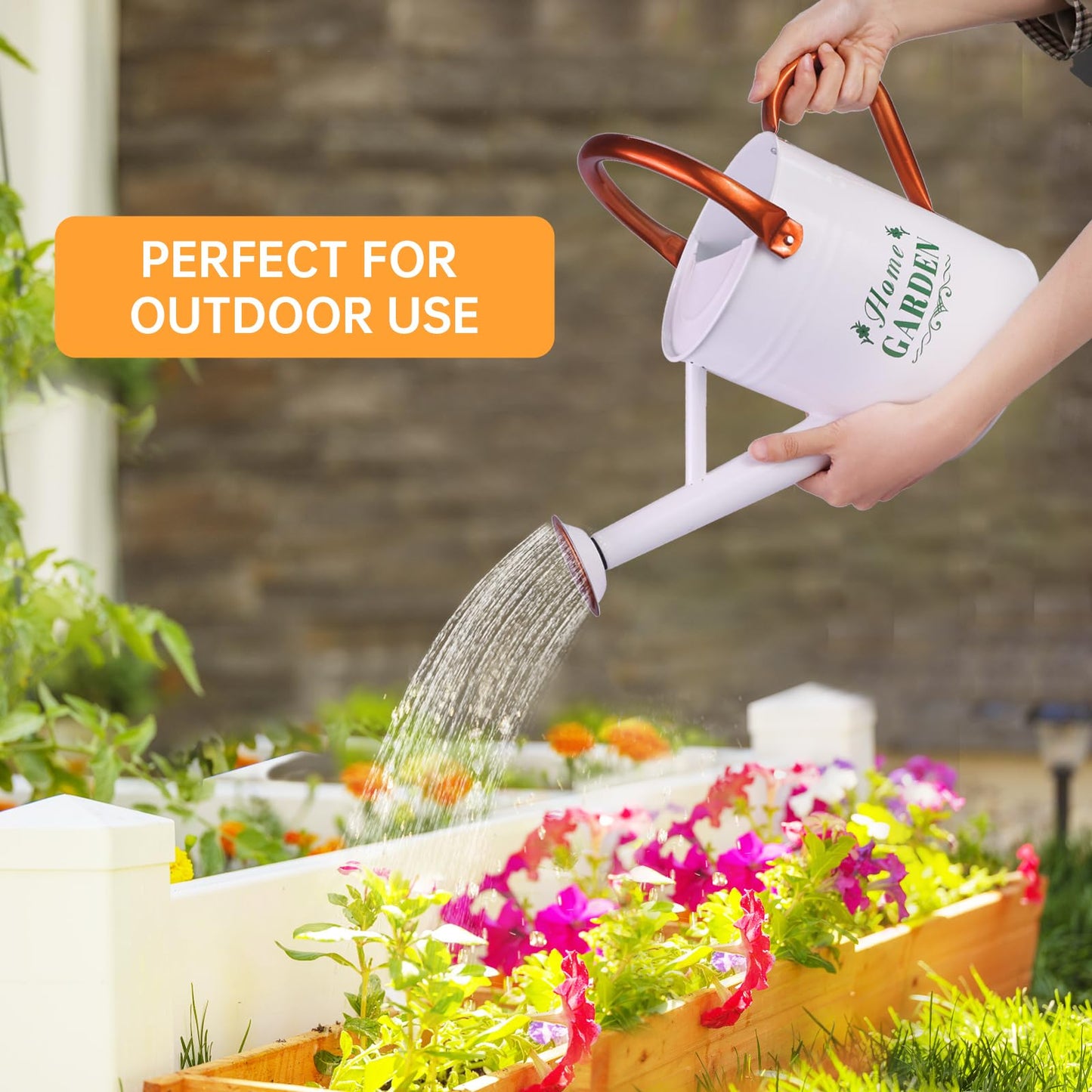Lechloris Metal Watering Can for Outdoor Plants, Galvanized Steel Watering Can with Removable spout, 1 Gallon,Perfect Home & Garden Décor White