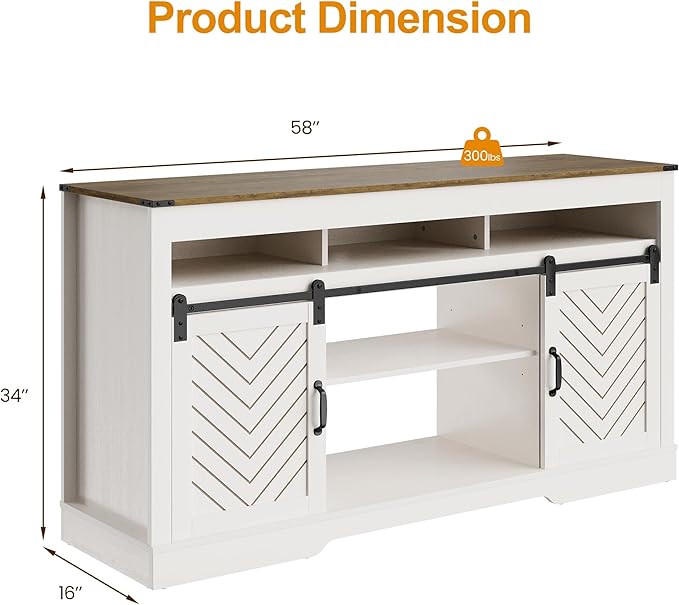 RoyalCraft TV Stand for 65+ Inch TV: Farmhouse Entertainment Center