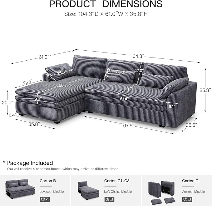 Belffin Large Modular Sectional Sofa