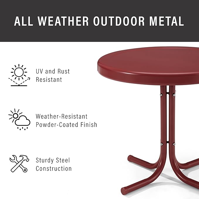 Crosley Furniture Griffith Weather Resistant Retro Metal Outdoor Side Table