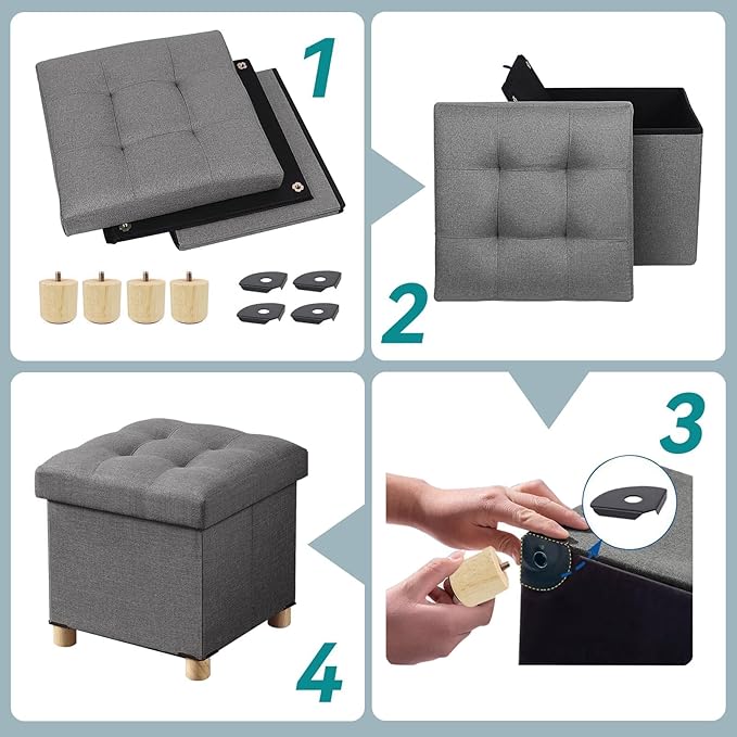 BRIAN & DANY Ottoman with Storage, Small Storage Ottoman