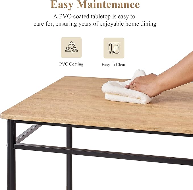 VECELO Dining Table Set for 4, 5-Piece Wood Kitchen Table