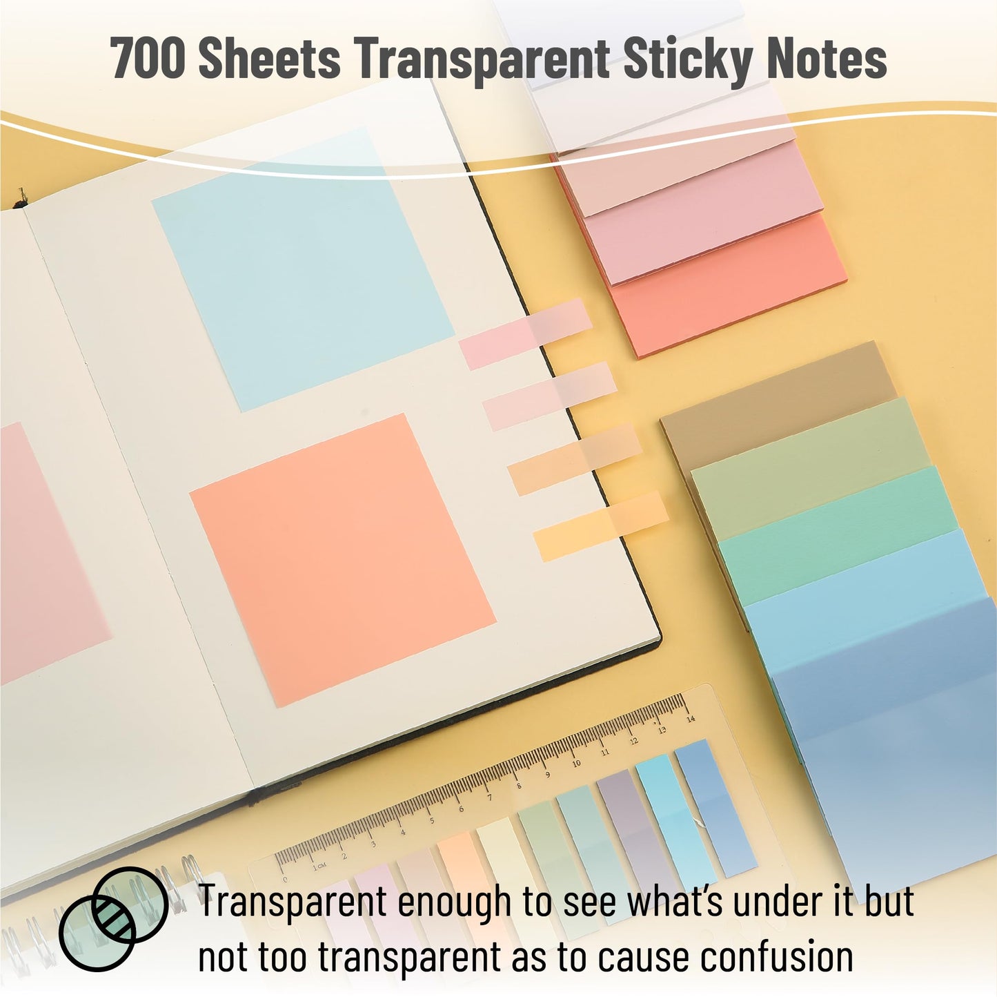 Mr. Pen- Aesthetic Book Annotation Kit, 38 pcs, 12 No Bleed Aesthetic Highlighters, 5 Gel Pens Black Ink, 700 Transparent Sticky Notes & Tabs for Study, Bible Journaling, Planner, Office Supplies