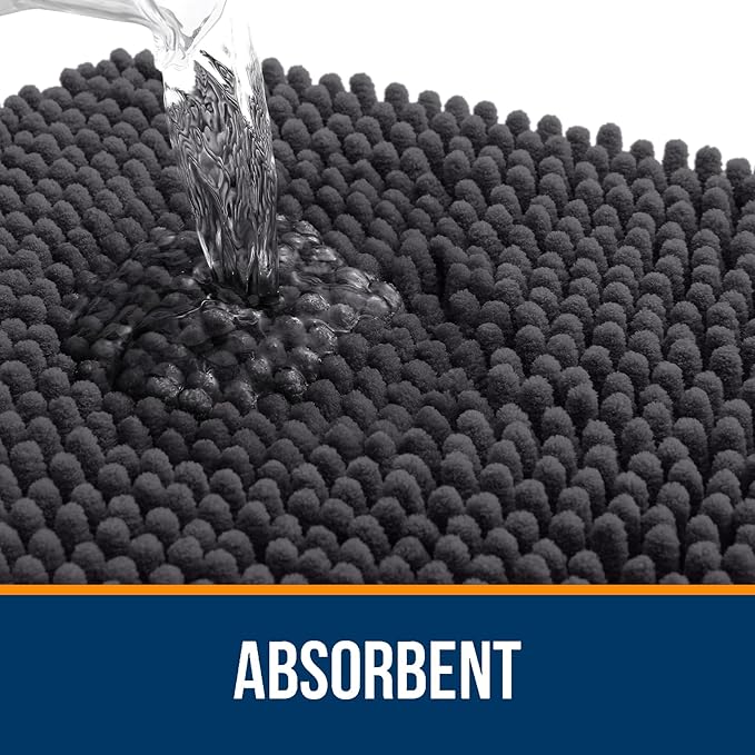 OLANLY Bathroom Runner Rugs 59x24, Soft Absorbent Chenille Bath Rugs, Rubber Backing Quick Dry, Machine Washable Long Bath Mats for Bathroom Floor, Tub and Shower, Home Decor Accessories, Dark Grey