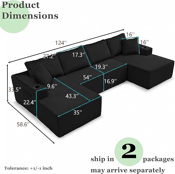 124" Oversized Sectional Couches