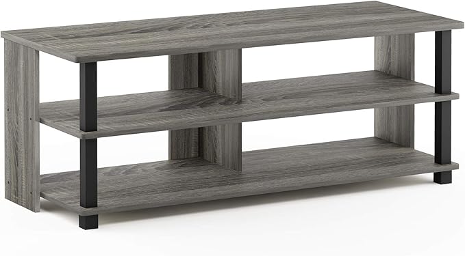 Furinno Sully 3-Tier Stand for TV Up to 48 Inch, French Oak Grey/Black