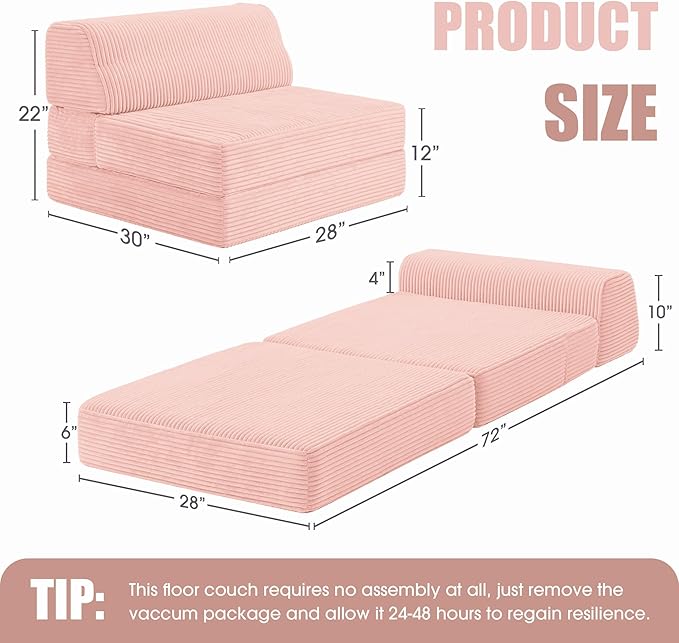 Kasunpul Folding Sofa Bed with Pillow, Memory Foam Fold Out Chair Bed,