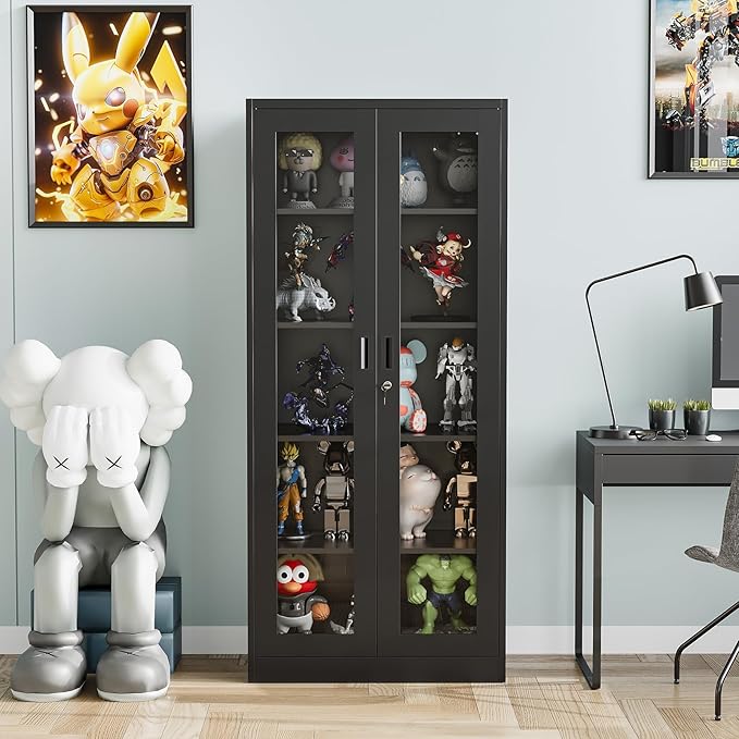 Display Cabinet with Glass Doors, Display Case Cabinet