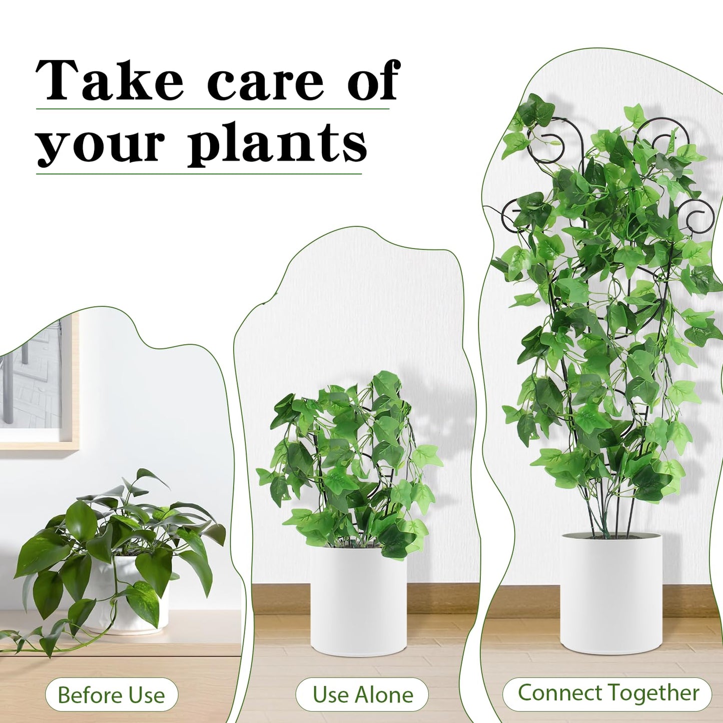 ZOUTOG Trellis for Climbing Plants Indoor 4 Pack 30 Inch,Rustproof Metal Garden Trellis for Potted Plants,Sturdy Houseplant Support Indoor Outdoor for Ivy Pothos Monstera Hoya Flower Vine (Black Moon)