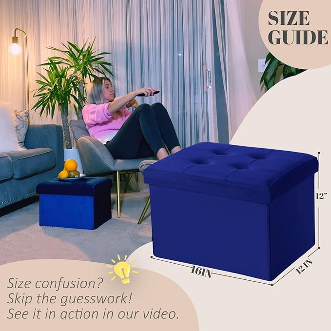 LINMAGCO Small Velvet Ottoman