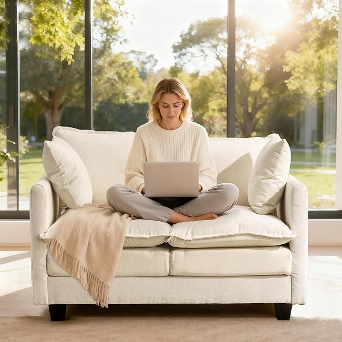Loveseat Sofa Cloud Sofa Couch 50'', Modern Loveseats 2 Seat Couch 27" Deep Seat