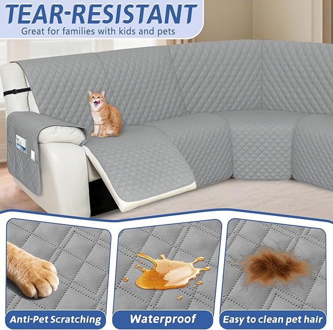Arfntevss Recliner Sectional Couch Covers 1OO% Waterproof L Shape Sofa Cover