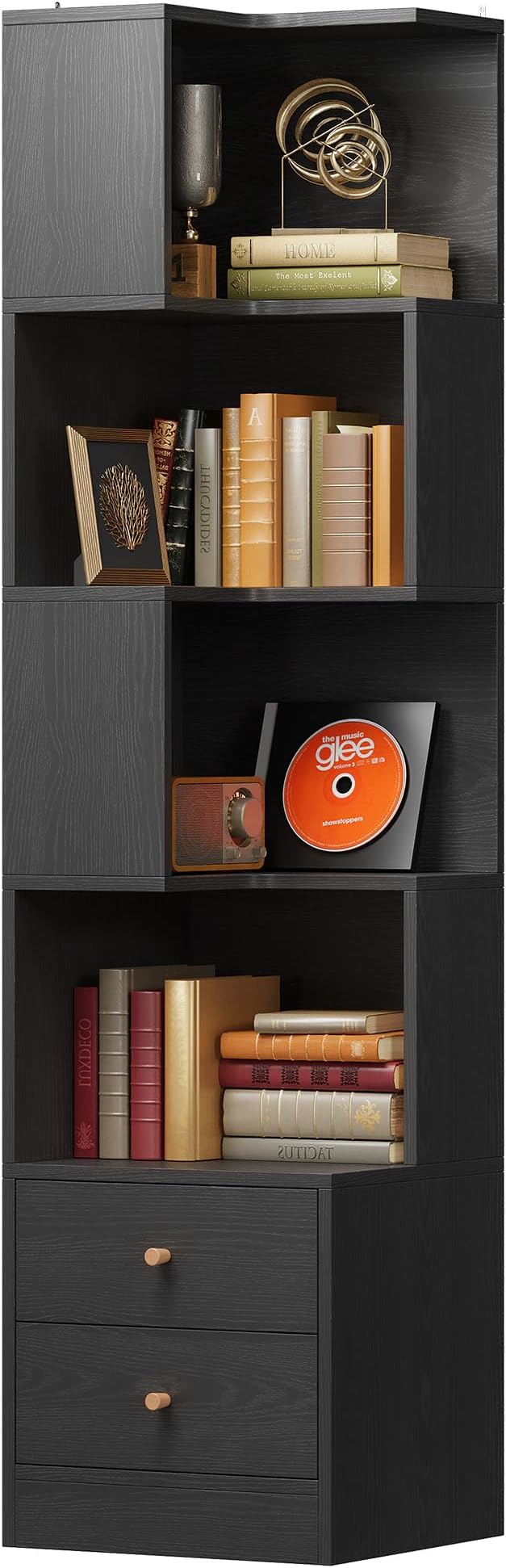 IRONCK Corner Bookshelf, 70.87" Tall Corner Bookcase