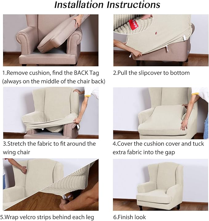 Turquoize Wingback Chair Covers 2 Piece Wing Chair Slipcover Stretch Slipcovers