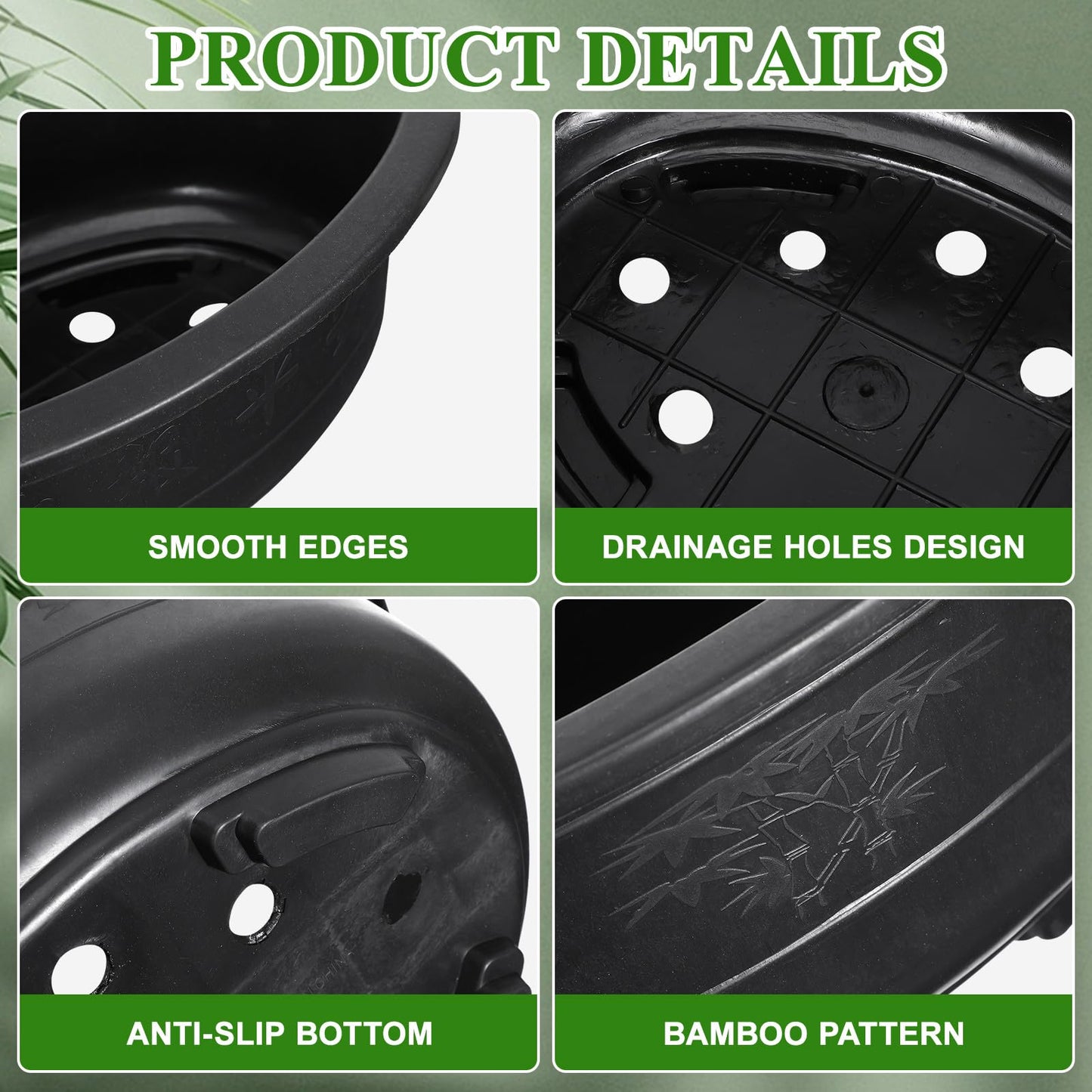 Luxshiny Large Oval Flower Pot Planter 14.96 Inch with Drainage Holes 2-Pack Plastic Bonsai Planters for Indoor Outdoor Gardening Balcony Office Home Use