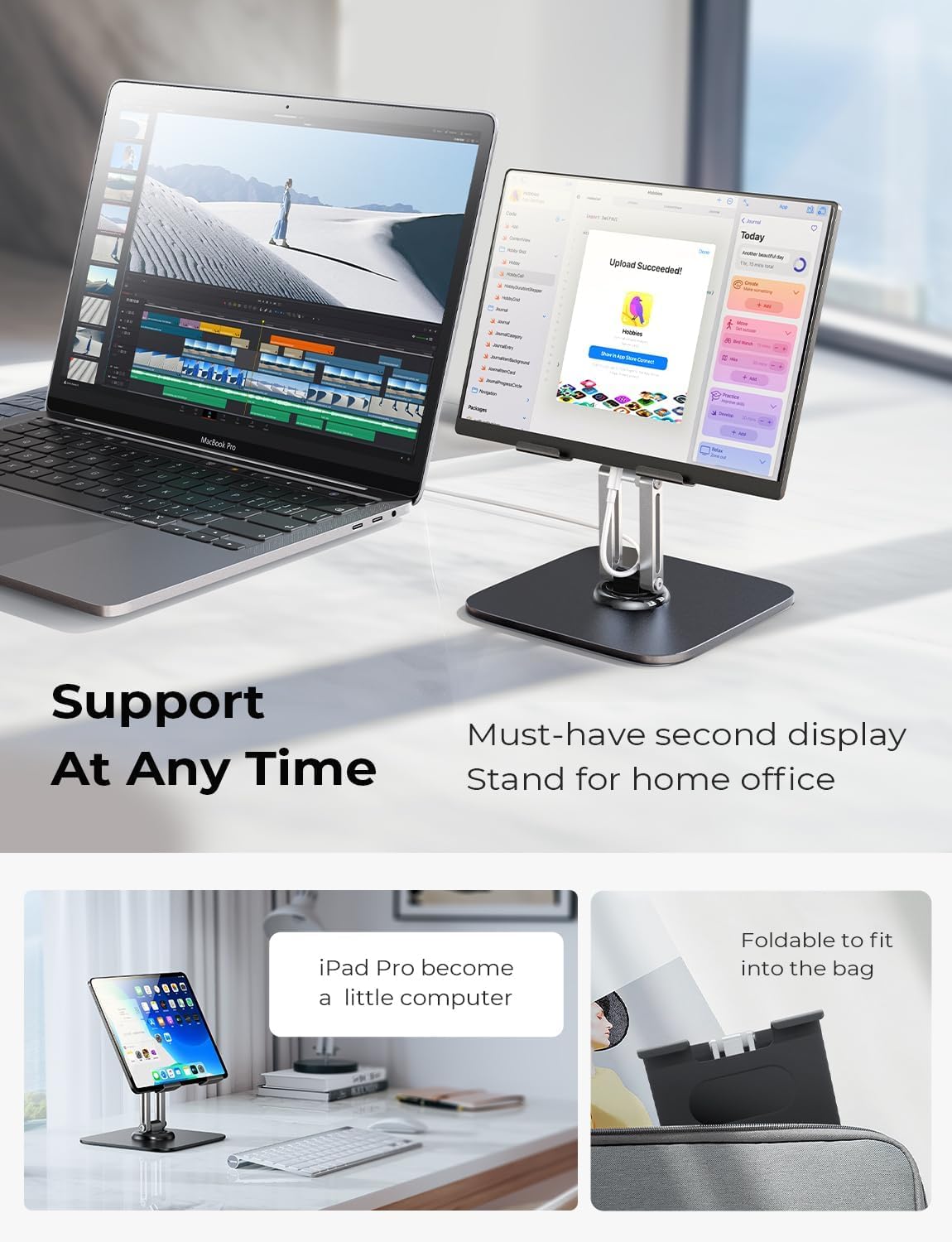 LISEN for iPad Stand Holder Adjustable Tablet Stand for Desk, 2026 Kids for iPad Accessories Rotating Display Stand PC Office Accessories for Desk Women Gifts Kindle Tablet PS Switch iPhone 11"-4.7"