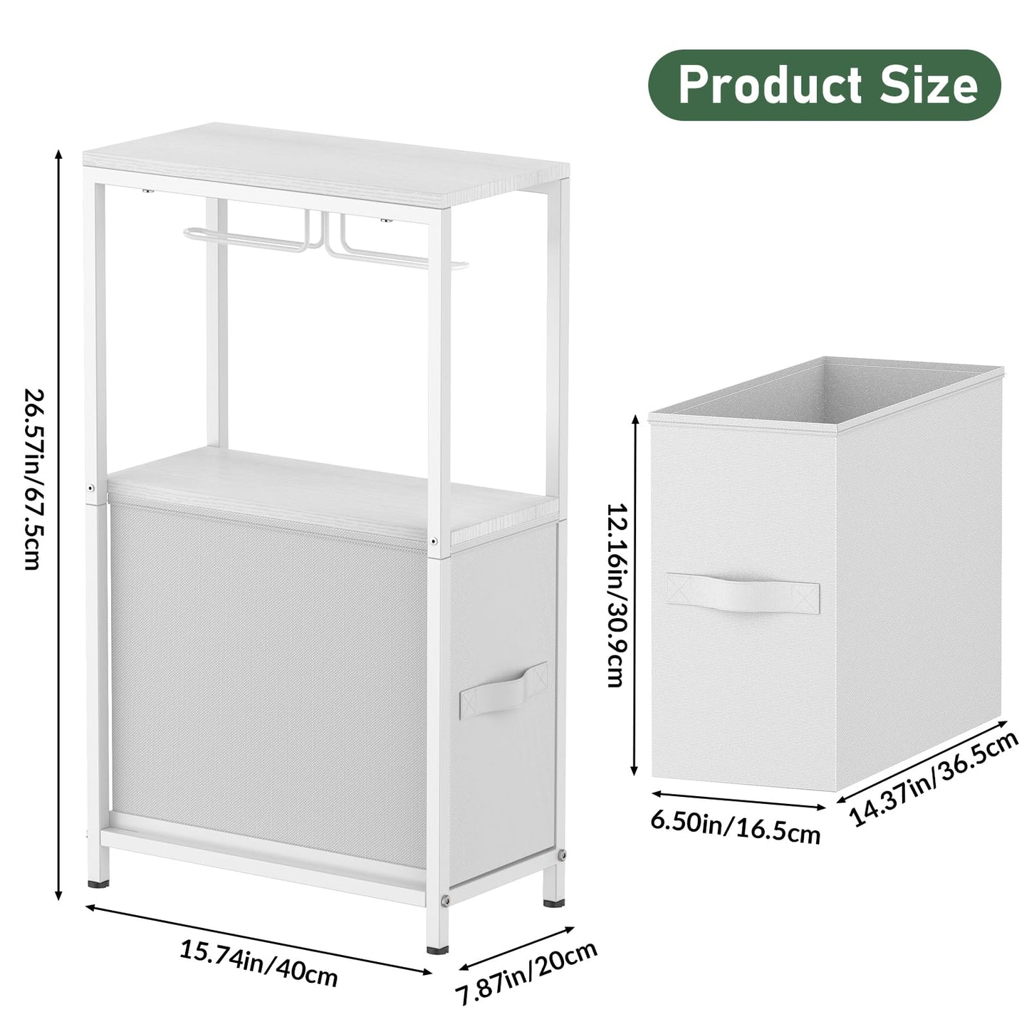 NOVIMANGO Slim Toilet Paper Storage Cabinet White, Toilet Paper Holder with Storage Bathroom Cabinet for Small Spaces Freestanding Tissue Stand with Drawer