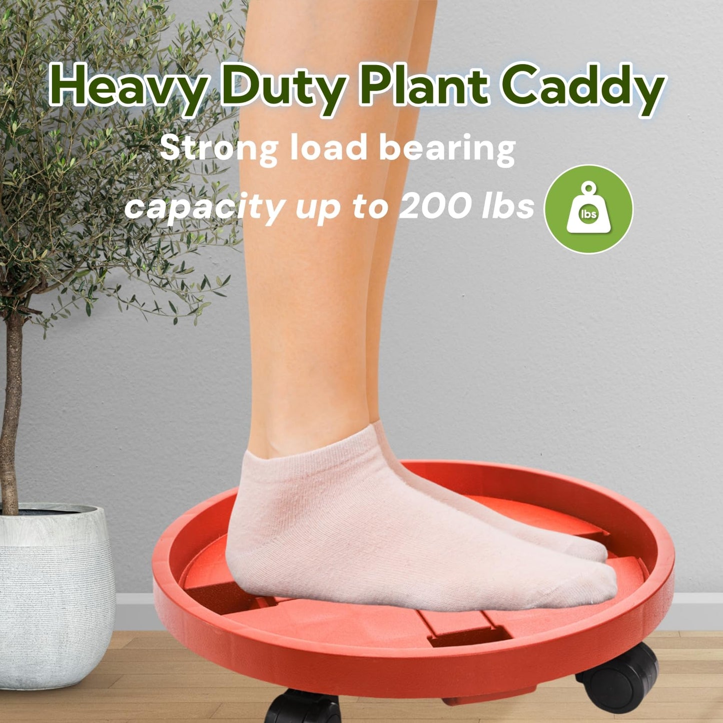 ZOOFOX 2 Pack Plant Caddy with Wheels, 12" Rolling Plant Stand for Indoor and Outdoor Use, Heavy Duty Plant Dolly for Large Plant Pots, Flower Pot, Patio