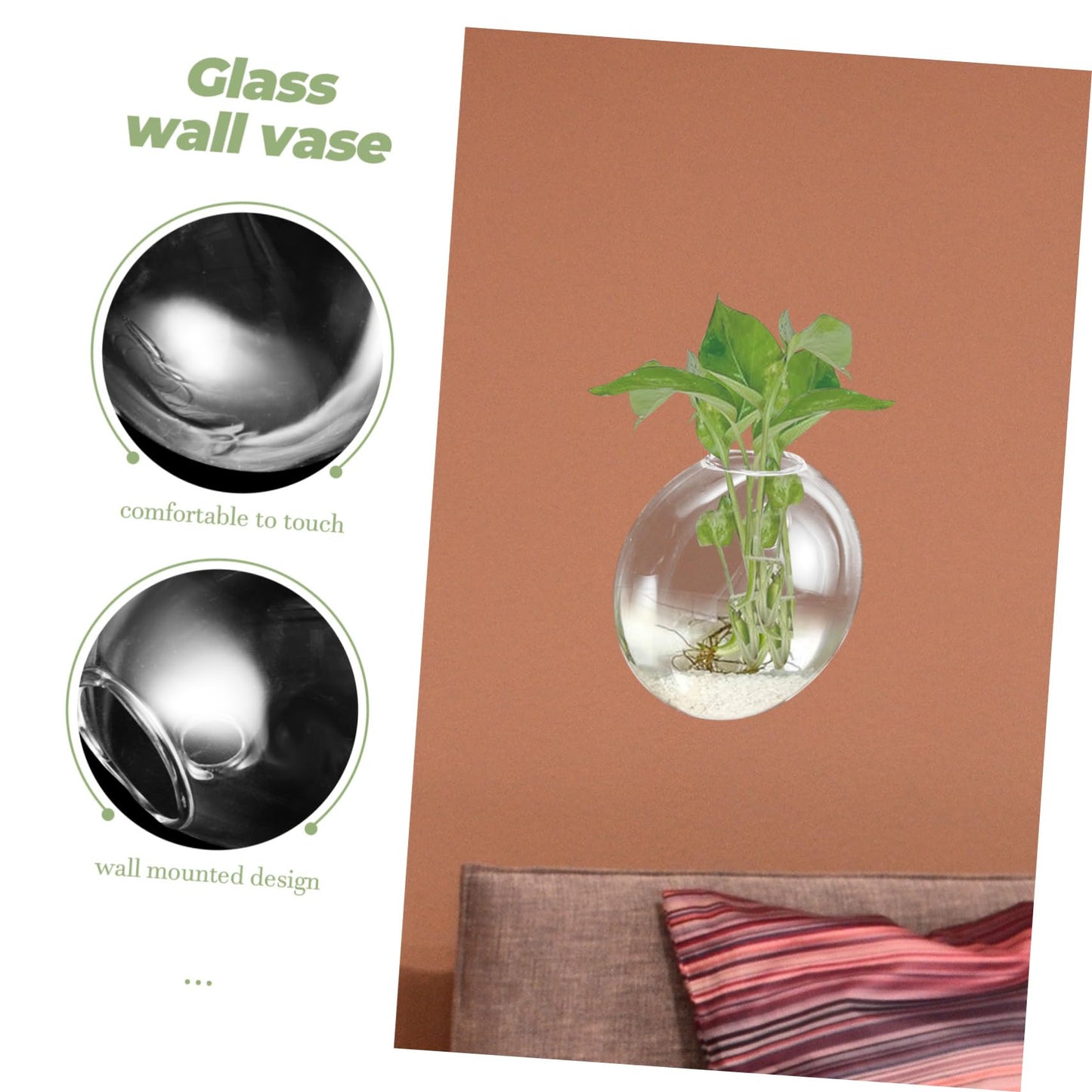 Yardenfun Wall Mounted Hydroponic Vase Glass Terrarium Planter for Indoor Plants Stylish Hanging Wall Planter for Home Decoration