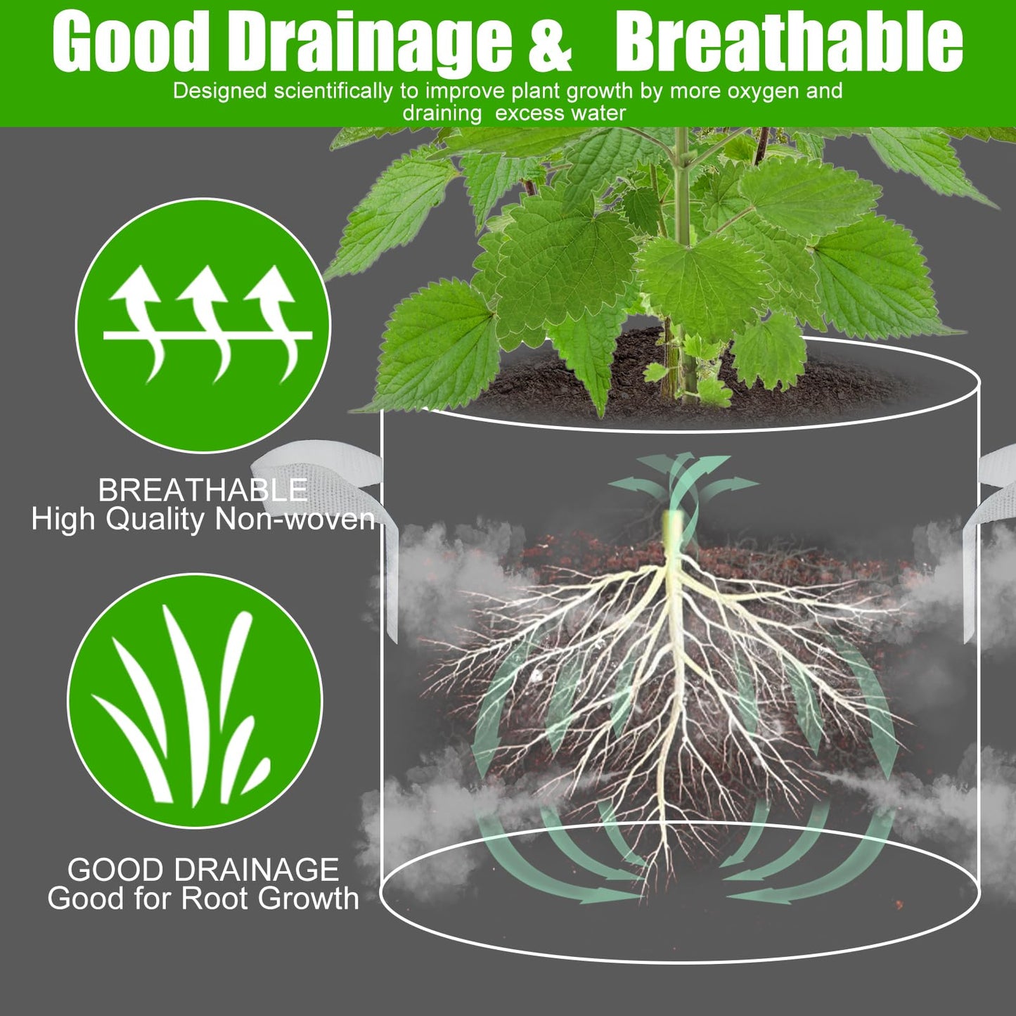 Florelf 6-Pack Fabric Grow Bags 3 Gallon – Colorful 300G Thickened Nonwoven Planter Pots with Sturdy Handles, Breathable Garden Bags for Vegetables, Potato, Flowers