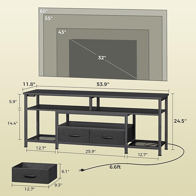 Huuger TV Stand for 55 60 Inch TV, Entertainment Center